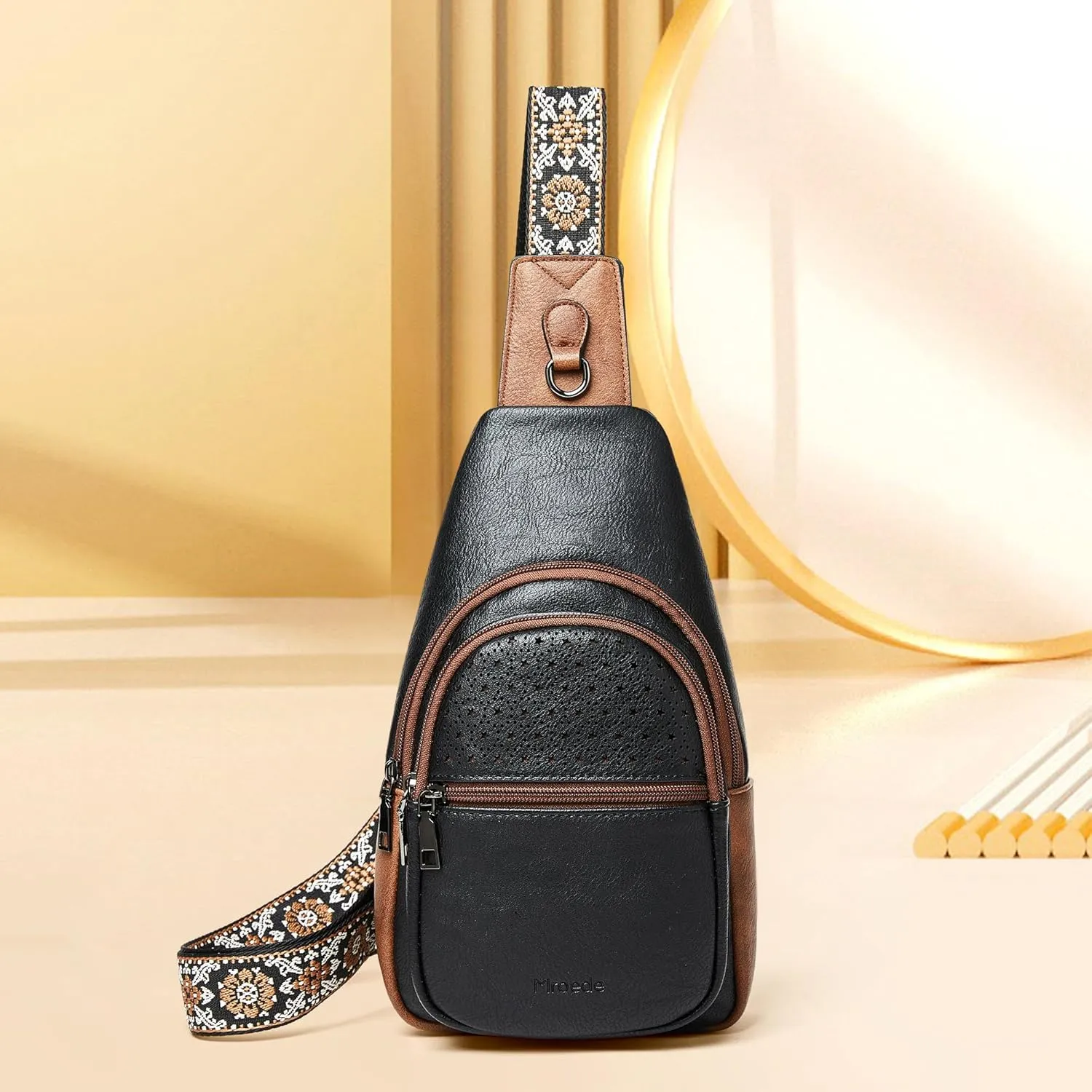 Crossbody Bags for Women 4-Pockets Sling Bag Fanny Pack Chest Purse Backpack Casual Daypacks Travel Shopping
