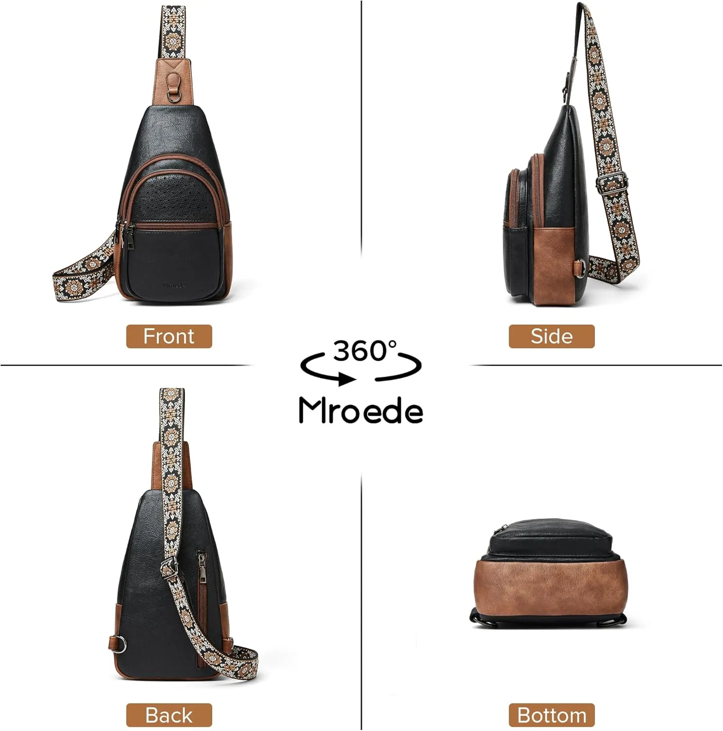 Crossbody Bags for Women 4-Pockets Sling Bag Fanny Pack Chest Purse Backpack Casual Daypacks Travel Shopping
