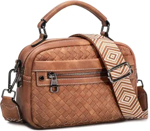 Crossbody Bags for Women Vegan Leather Shoulder Handbags Small Cross Body Purses for Women Trendy with Wide Strap