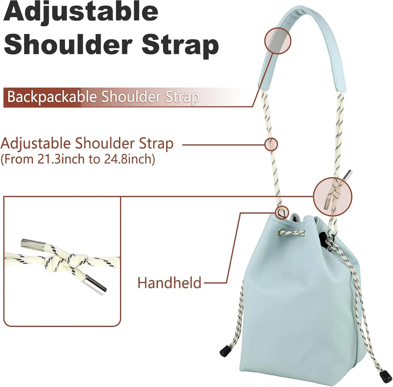 Crossbody Camera Case - Waterproof Leather DSLR/SLR Camera Bag with Removable Strap for Men and Women (Light Blue, Large)