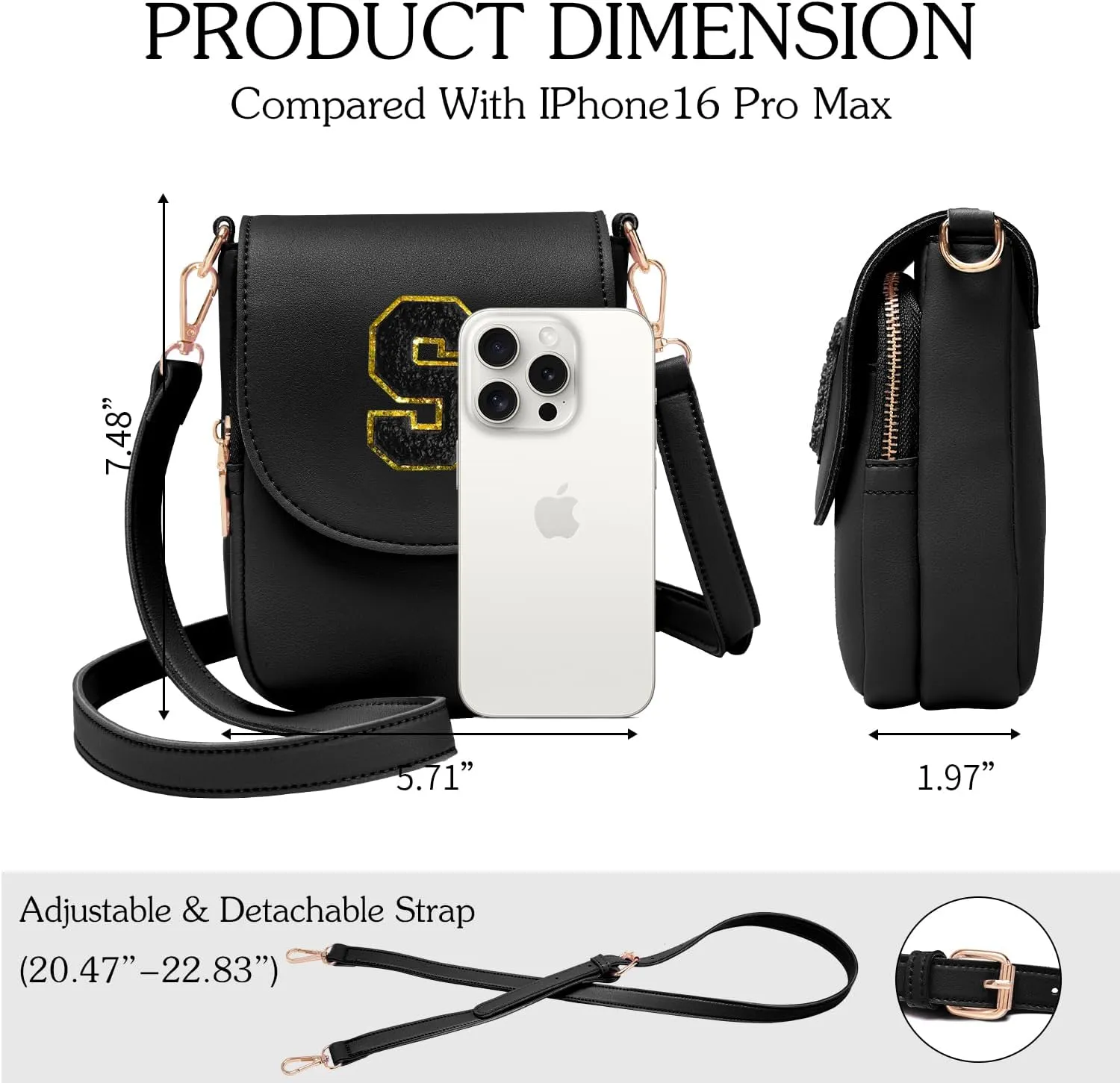 Crossbody Purse for Teen Girls Small Initial Cell Phone Toddler Purse Leather Triple Compartment Crossbody Bags
