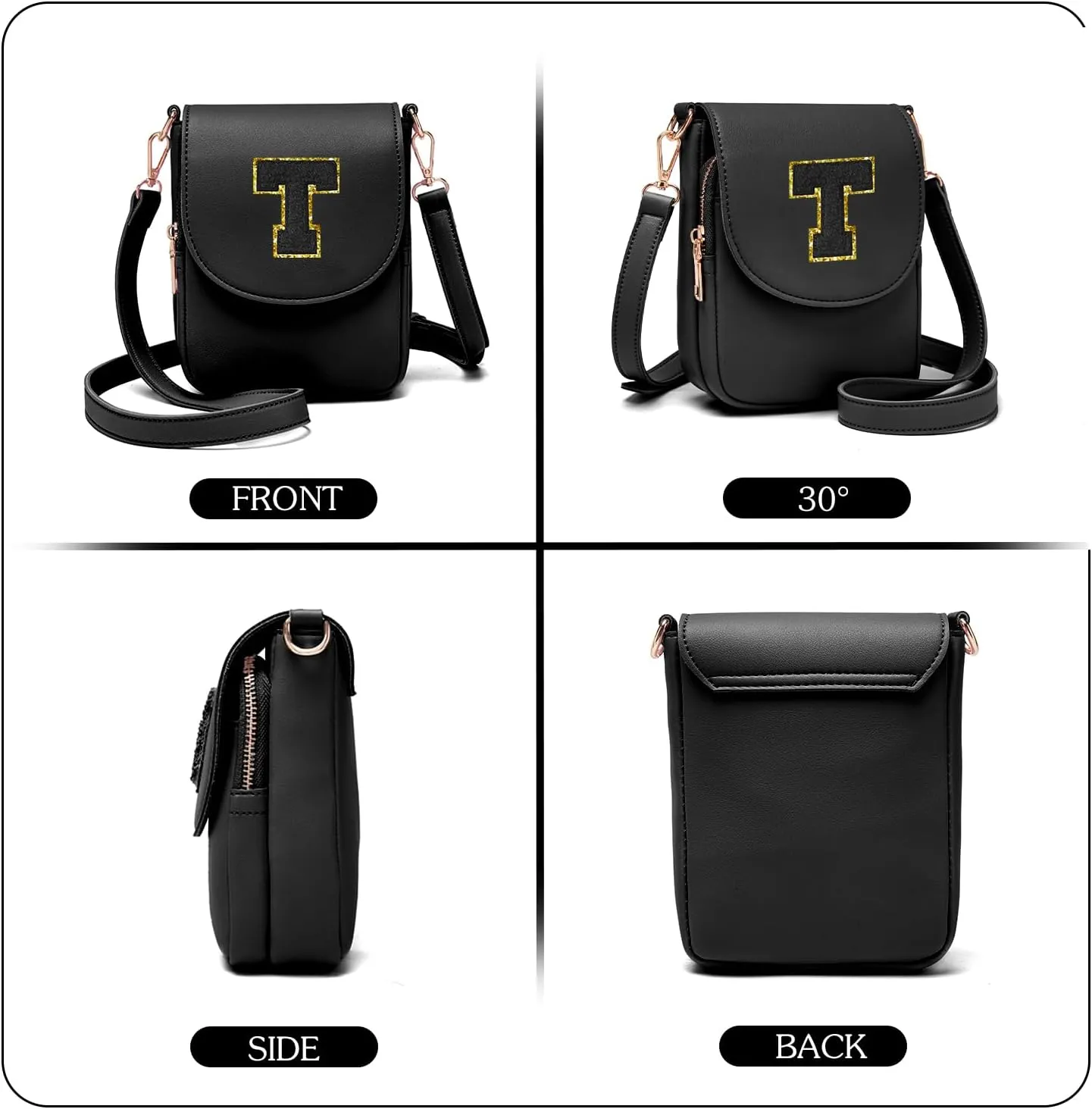 Crossbody Purse for Teen Girls Small Initial Cell Phone Toddler Purse Leather Triple Compartment Crossbody Bags
