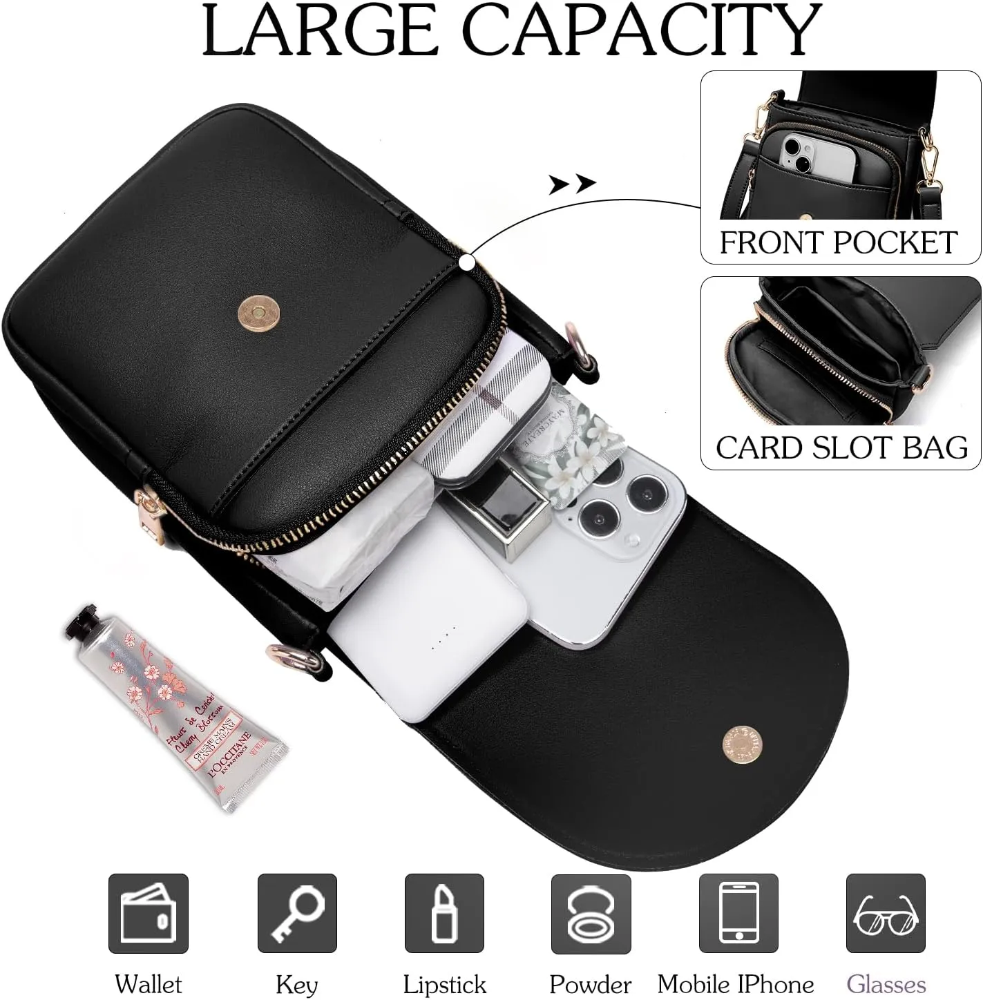 Crossbody Purse for Teen Girls Small Initial Cell Phone Toddler Purse Leather Triple Compartment Crossbody Bags
