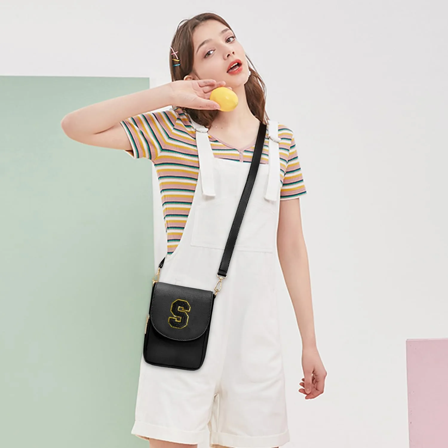 Crossbody Purse for Teen Girls Small Initial Cell Phone Toddler Purse Leather Triple Compartment Crossbody Bags