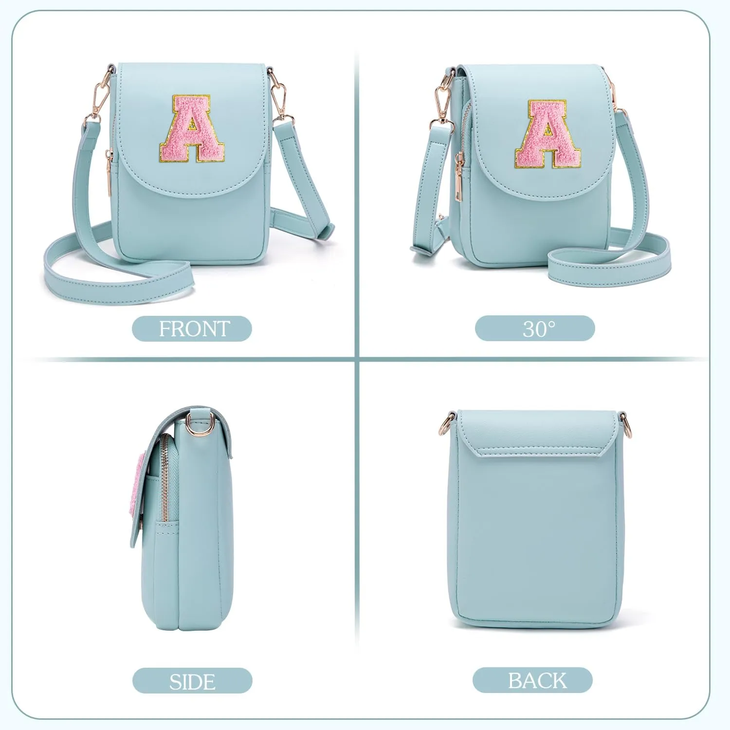 Crossbody Purse for Teen Girls Small Initial Cell Phone Toddler Purse Leather Triple Compartment Crossbody Bags