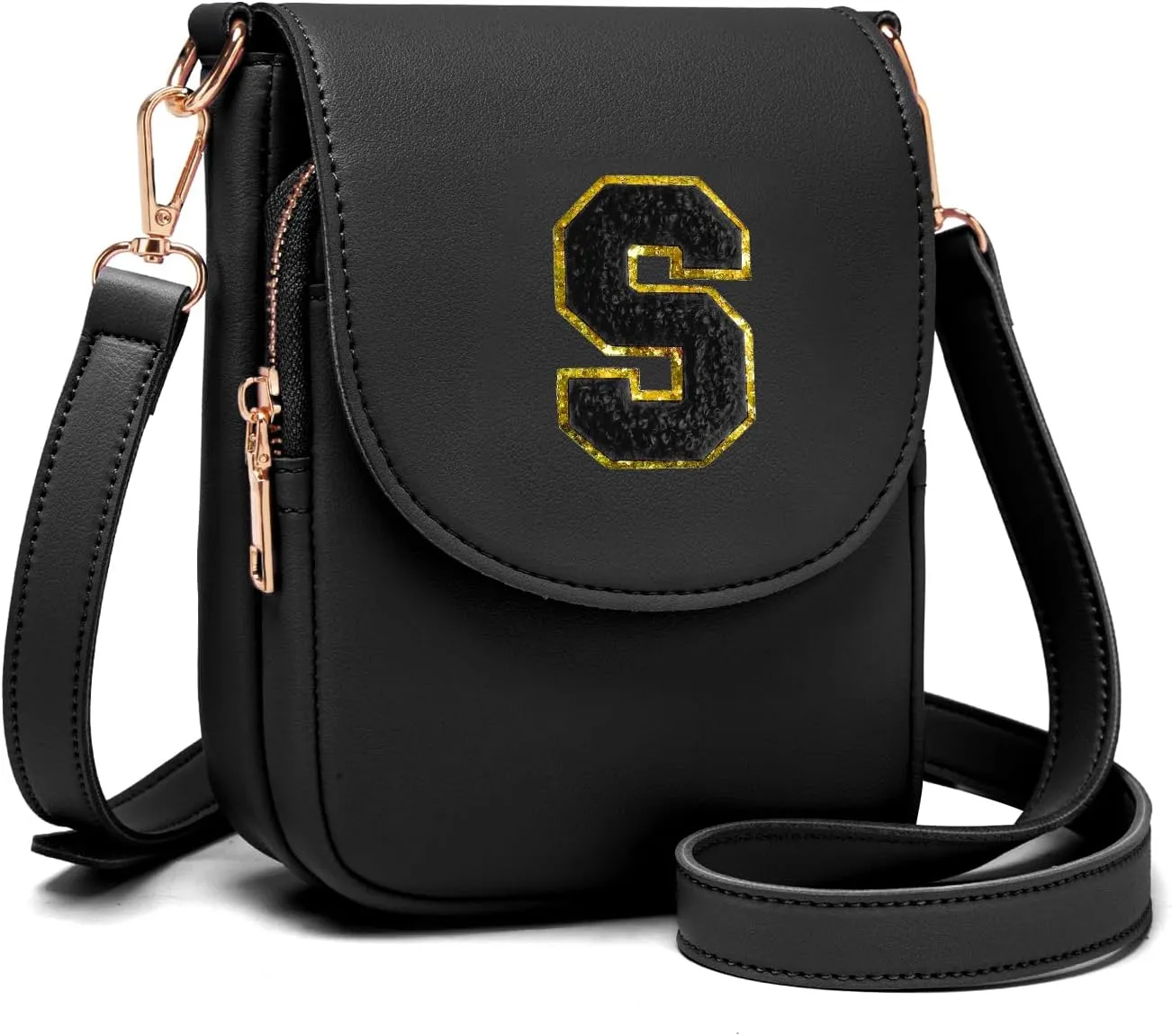 Crossbody Purse for Teen Girls Small Initial Cell Phone Toddler Purse Leather Triple Compartment Crossbody Bags