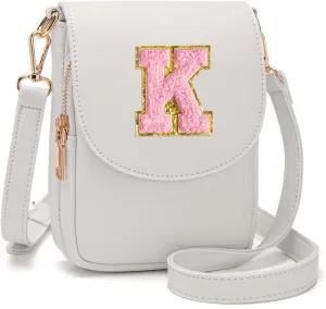 Crossbody Purse for Teen Girls Small Initial Cell Phone Toddler Purse Leather Triple Compartment Crossbody Bags