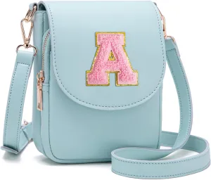 Crossbody Purse for Teen Girls Small Initial Cell Phone Toddler Purse Leather Triple Compartment Crossbody Bags