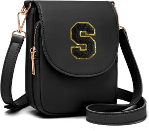 Crossbody Purse for Teen Girls Small Initial Cell Phone Toddler Purse Leather Triple Compartment Crossbody Bags
