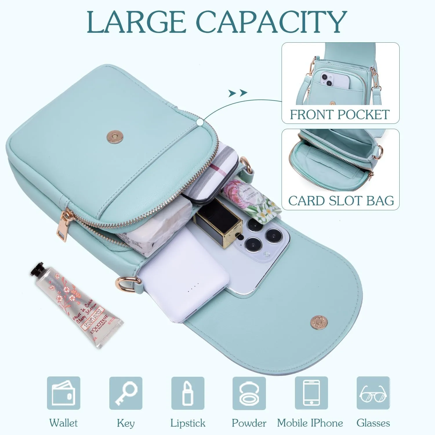 Crossbody Purse for Teen Girls Small Initial Cell Phone Toddler Purse Leather Triple Compartment Crossbody Bags