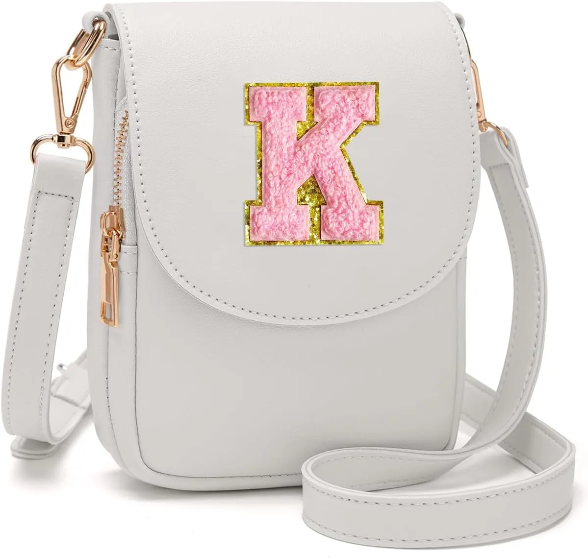 Crossbody Purse for Teen Girls Small Initial Cell Phone Toddler Purse Leather Triple Compartment Crossbody Bags