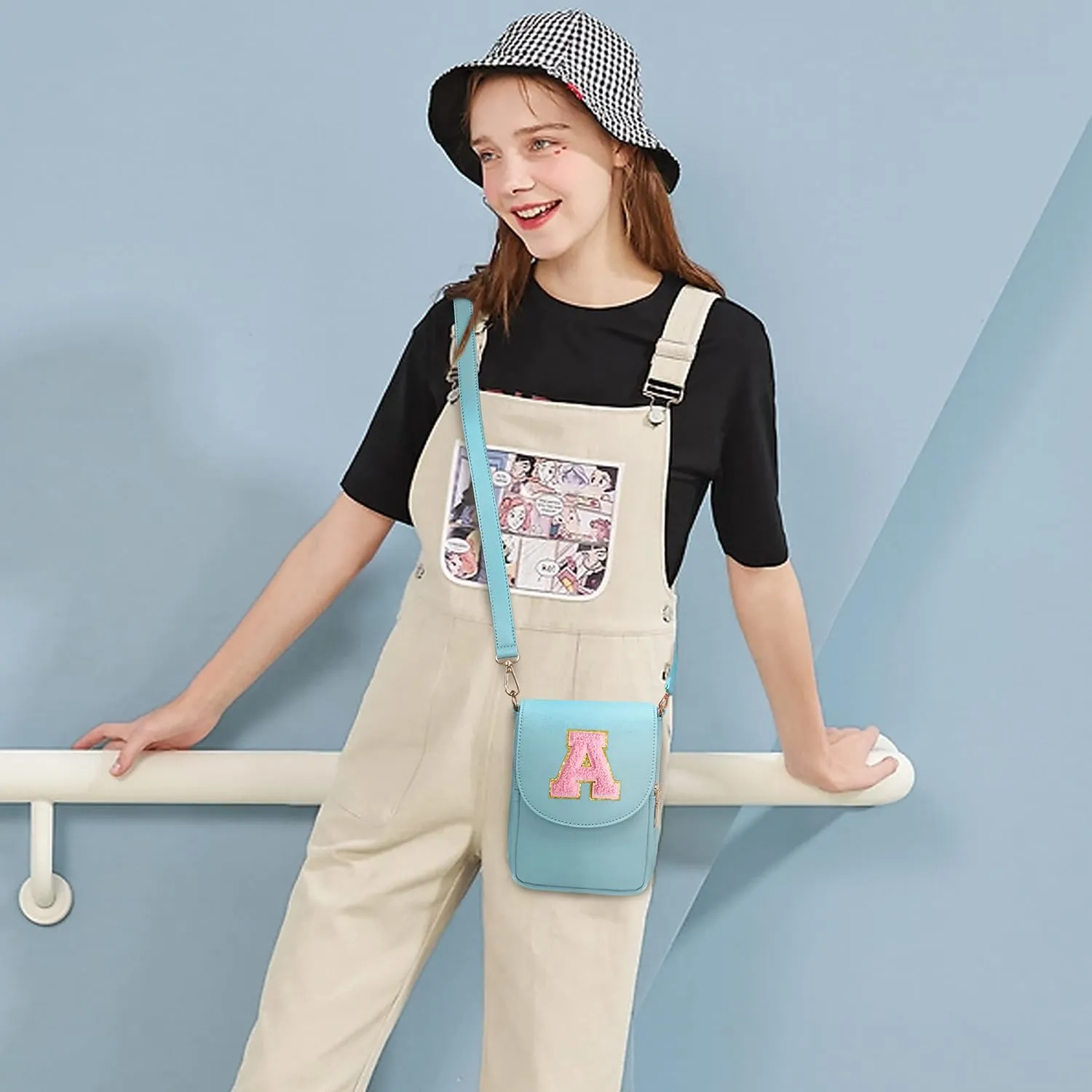 Crossbody Purse for Teen Girls Small Initial Cell Phone Toddler Purse Leather Triple Compartment Crossbody Bags