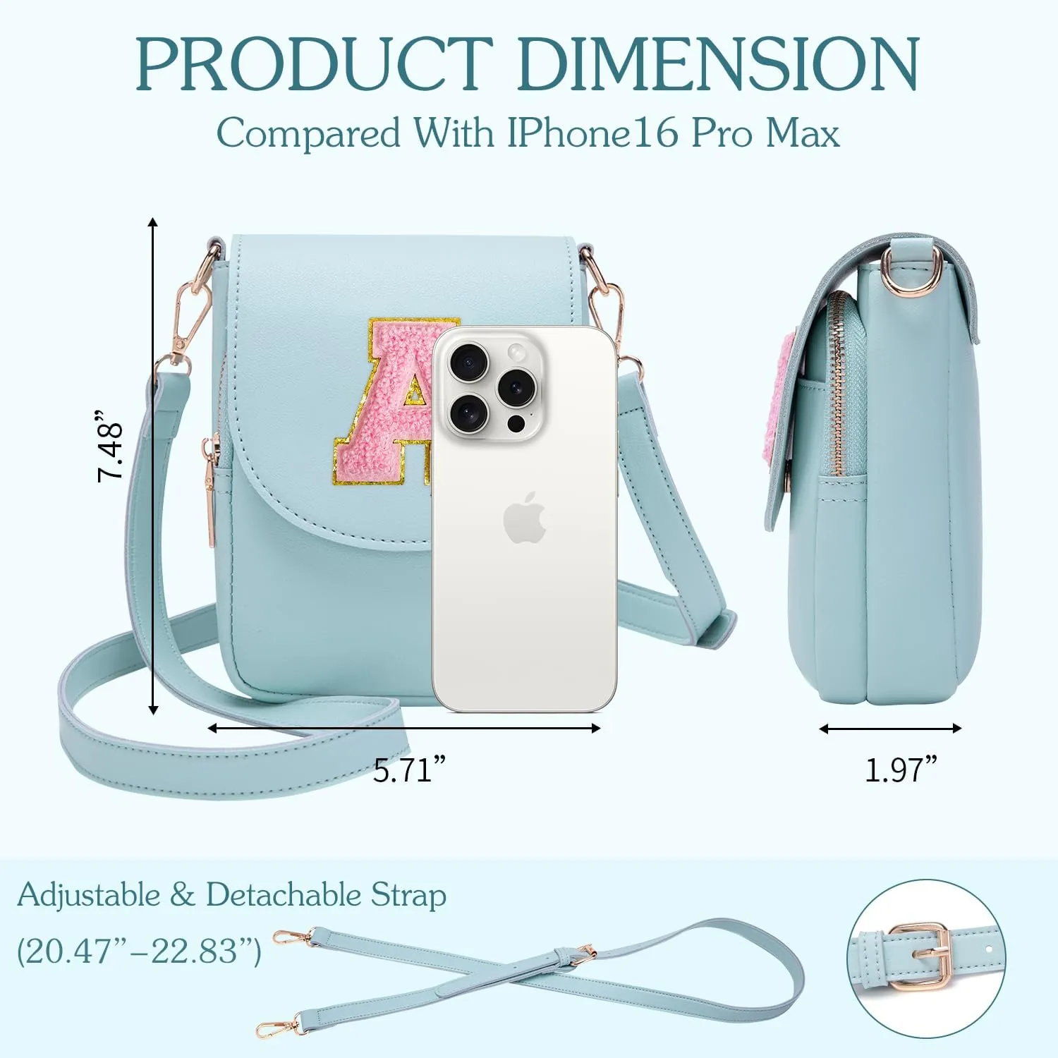 Crossbody Purse for Teen Girls Small Initial Cell Phone Toddler Purse Leather Triple Compartment Crossbody Bags
