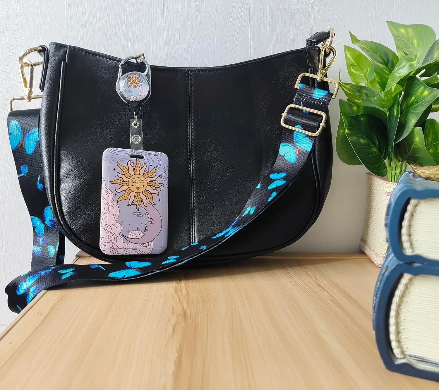 Crossbody Purse Strap for Women Men, Replacement Bag Belt Strap for Purse Handbag Guitar Camera, Adjustable Canvas Wide Shoulder Strap with Golden Hooks