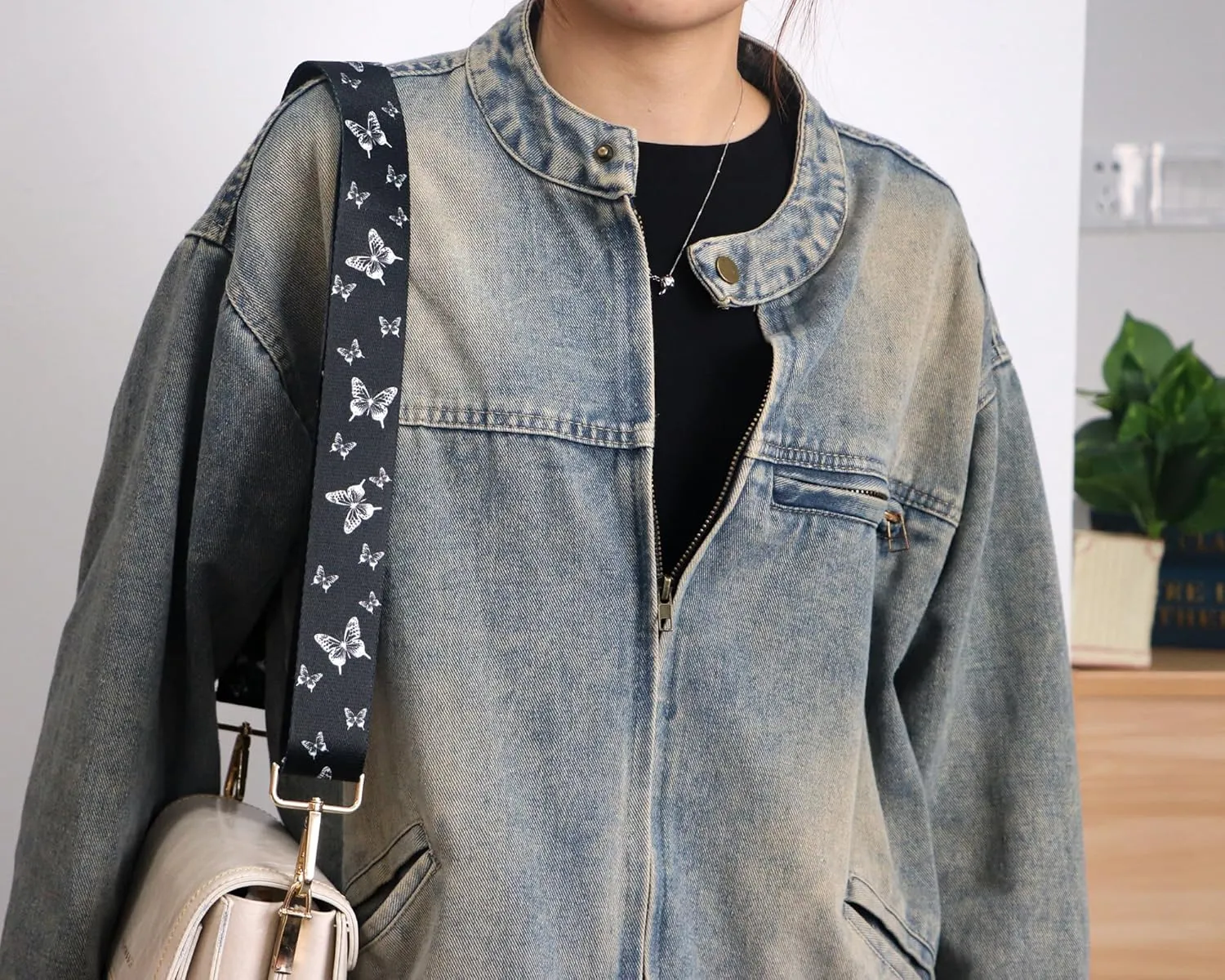 Crossbody Purse Strap for Women Men, Replacement Bag Belt Strap for Purse Handbag Guitar Camera, Adjustable Canvas Wide Shoulder Strap with Golden Hooks