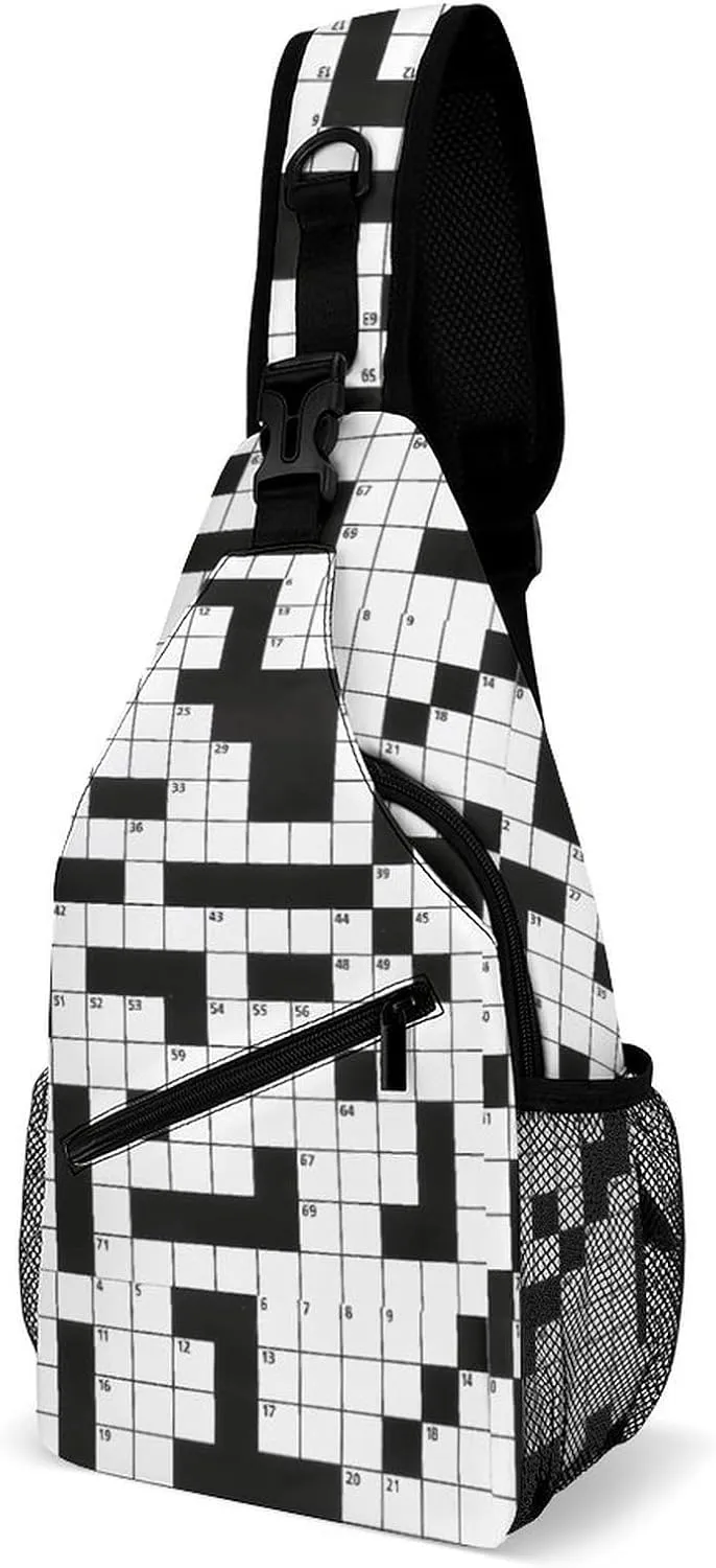 Crossword Puzzle Pattern Fashion Crossbody Bag for Both Men And Women, Chest Bag