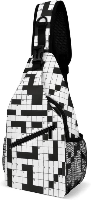 Crossword Puzzle Pattern Fashion Crossbody Bag for Both Men And Women, Chest Bag