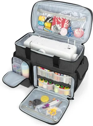CURMIO Sewing Machine Case, Universal Travel Bag Compatible for Singer, Brother, Janome and most standard sewing machines, Black(Bag Only)