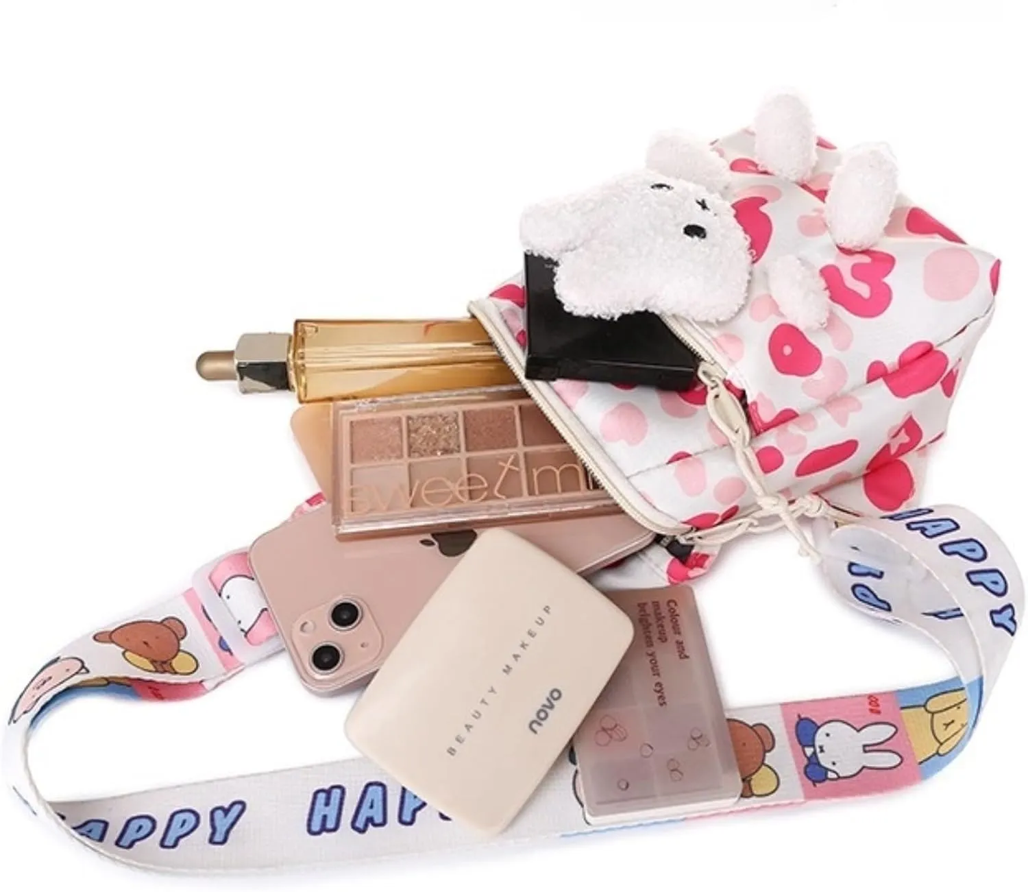 Cute Rabbit Mini Crossbody Bag for Women Stylish Canvas Shoulder Purse Best Gift
