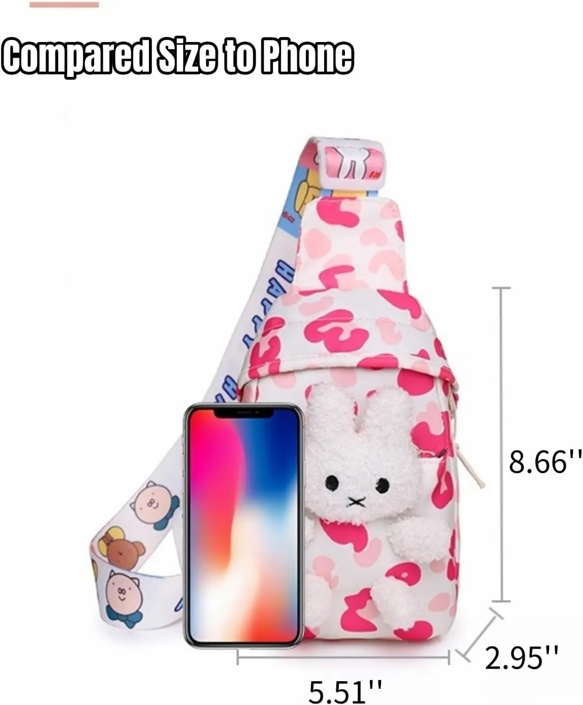 Cute Rabbit Mini Crossbody Bag for Women Stylish Canvas Shoulder Purse Best Gift