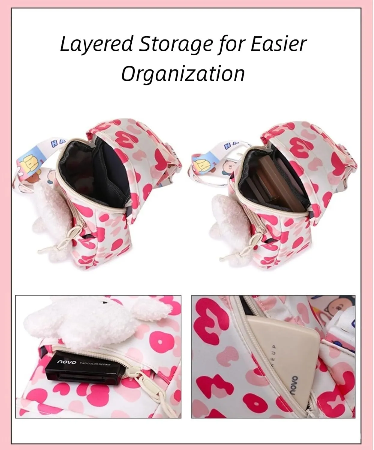 Cute Rabbit Mini Crossbody Bag for Women Stylish Canvas Shoulder Purse Best Gift