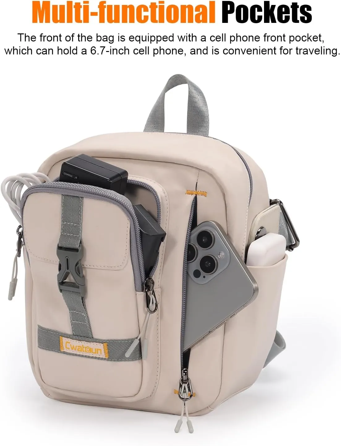 Cwatcun Camera Bag，SLR DSLR Canvas Sling Bag Small Compact Camera Shoulder Bag Crossbody Camera Case photography Purse for Canon Nikon Sony Fuji Mirrorless Cameras, White