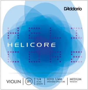 D'Addario Helicore Violin String SET, 1/4 Scale, Medium Tension