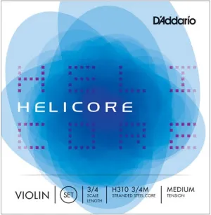 D'Addario Helicore  Violin String SET, 3/4 Scale, Medium Tension