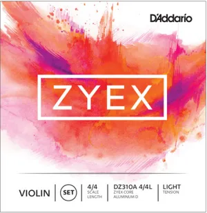 D'Addario Zyex Violin String SET, 4/4 Scale,  Aluminum Wound D