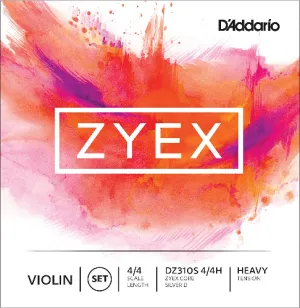 D'Addario  Zyex Violin String SET, 4/4 Scale, Silver D String