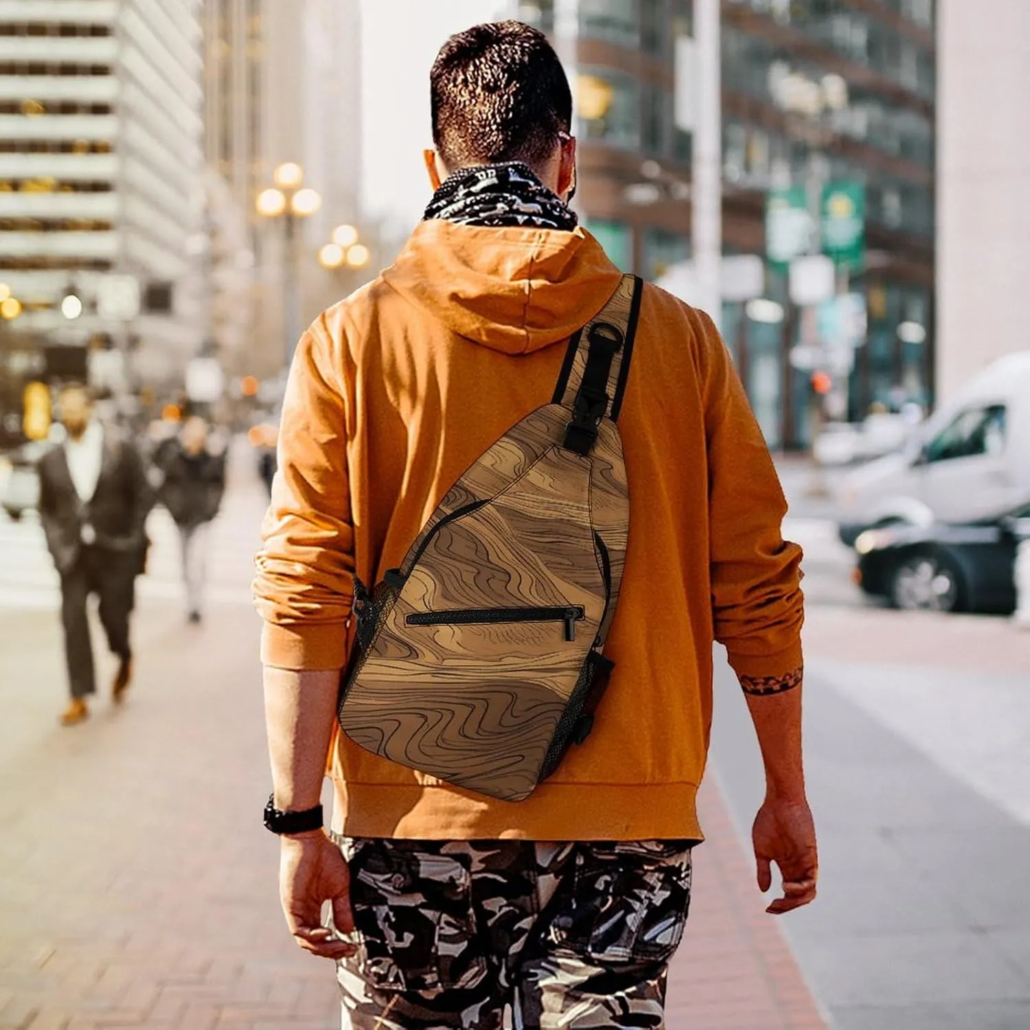 Dark And Light Colors Sling Bag Lightweight Crossbody Chest Pack Travel Shoulder Bag with Adjustable Strap