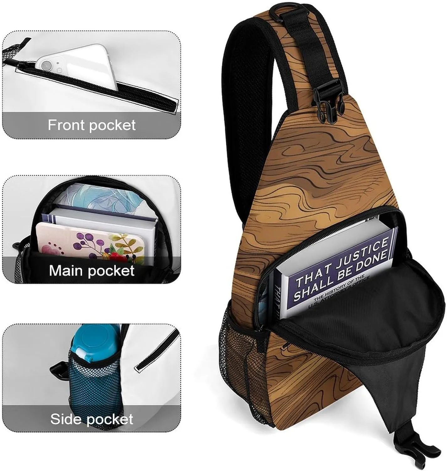 Dark And Light Colors Sling Bag Lightweight Crossbody Chest Pack Travel Shoulder Bag with Adjustable Strap