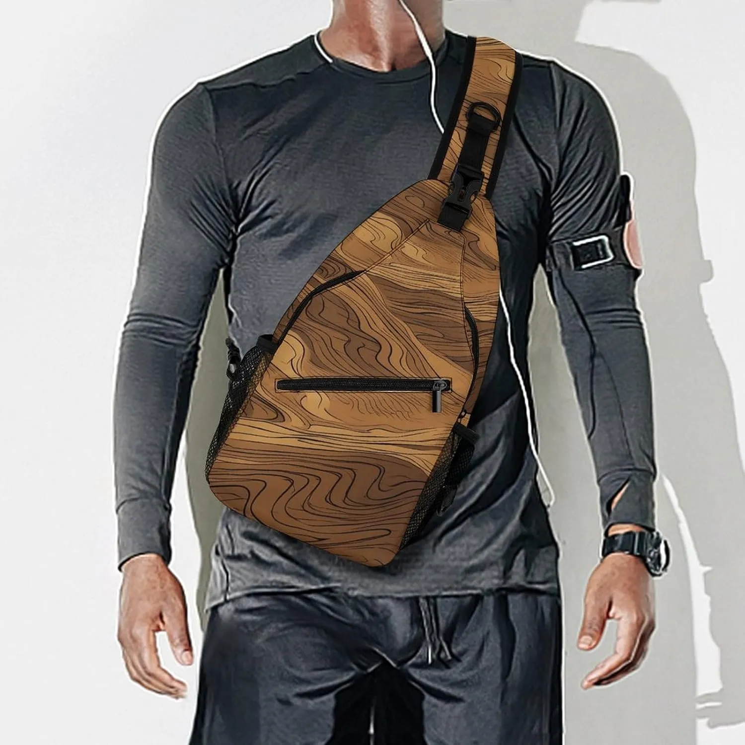 Dark And Light Colors Sling Bag Lightweight Crossbody Chest Pack Travel Shoulder Bag with Adjustable Strap