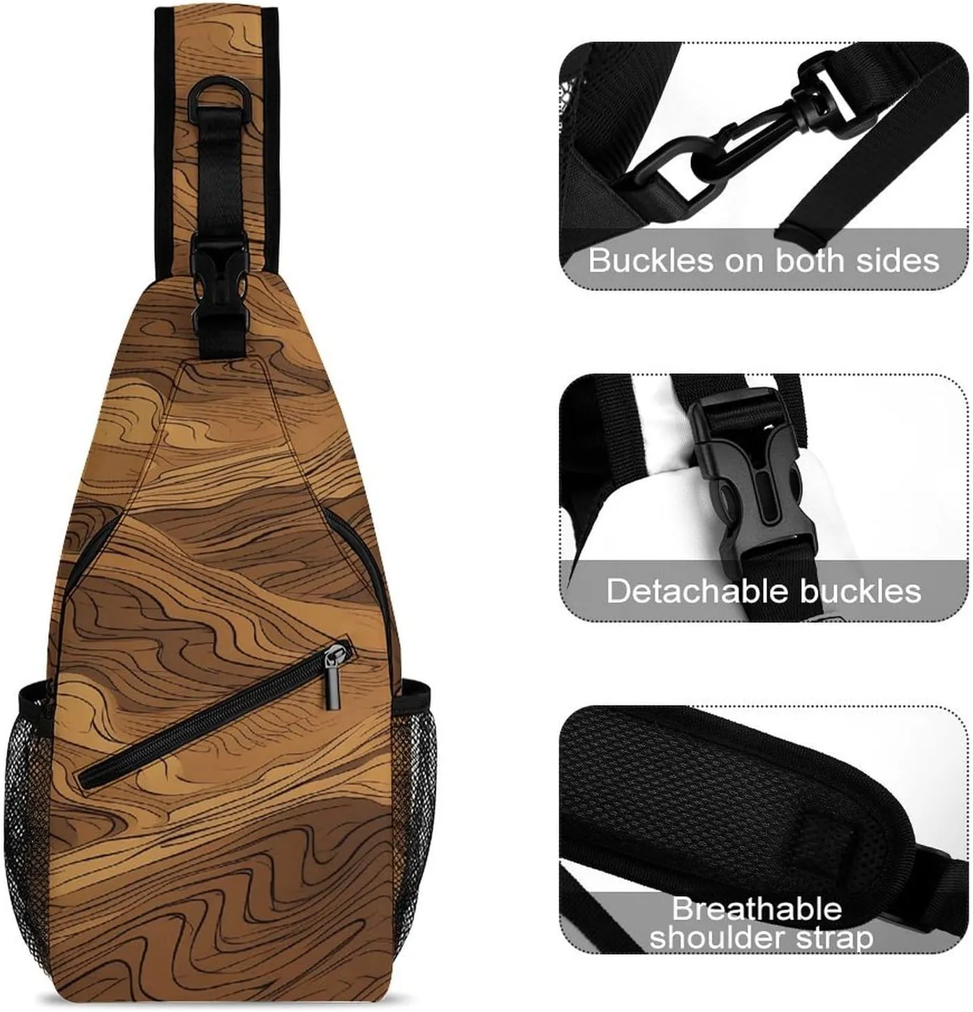 Dark And Light Colors Sling Bag Lightweight Crossbody Chest Pack Travel Shoulder Bag with Adjustable Strap