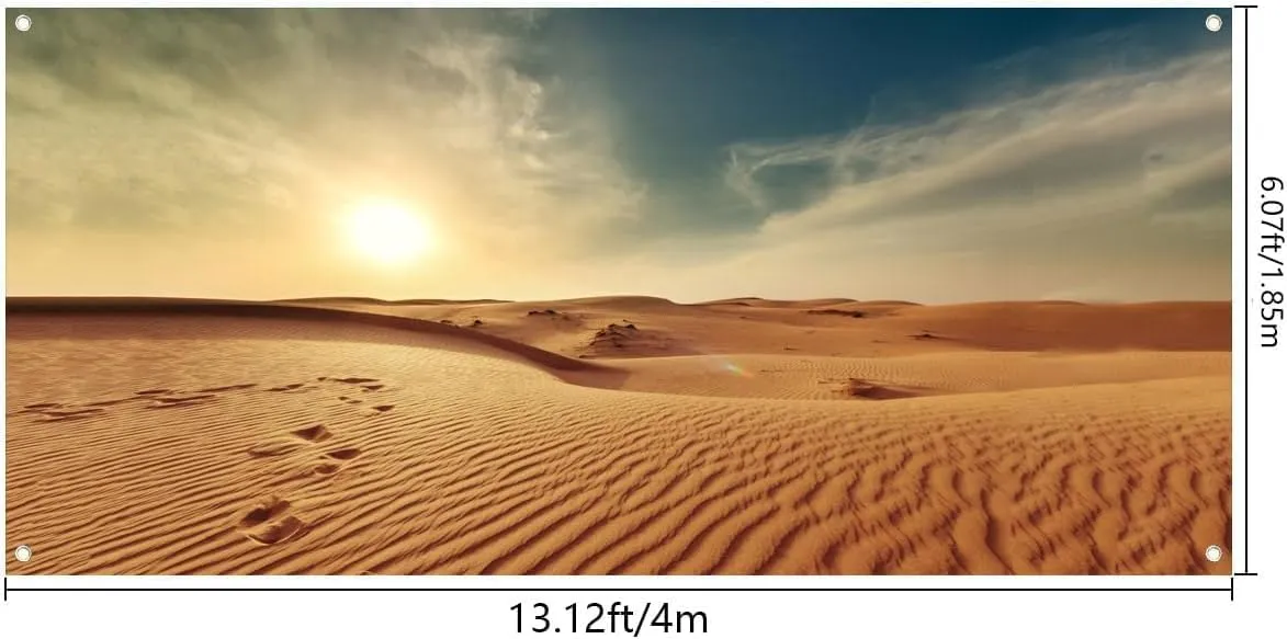 Desert Garage Door Decoration Background Sand Dunes Western Sunset Sahara Landscape Nature Scenery Wild West Backdrops Photo Photography Backdrop Home Decor Party Banner Cover 13X6FT