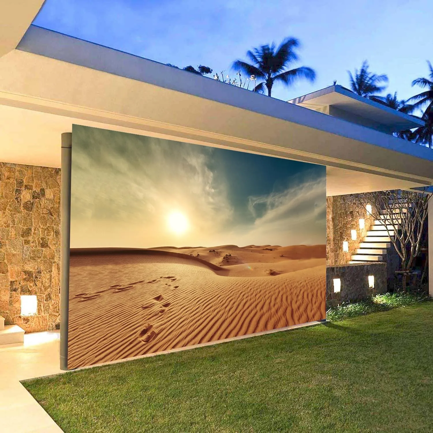 Desert Garage Door Decoration Background Sand Dunes Western Sunset Sahara Landscape Nature Scenery Wild West Backdrops Photo Photography Backdrop Home Decor Party Banner Cover 13X6FT