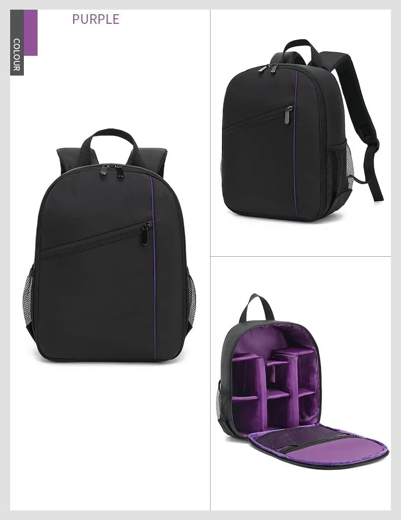 Digital DSLR Camera Waterproof Sling Backpack Shoulder Bag For Unisex Hiking Traveling Purple