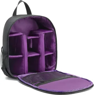 Digital DSLR Camera Waterproof Sling Backpack Shoulder Bag For Unisex Hiking Traveling Purple