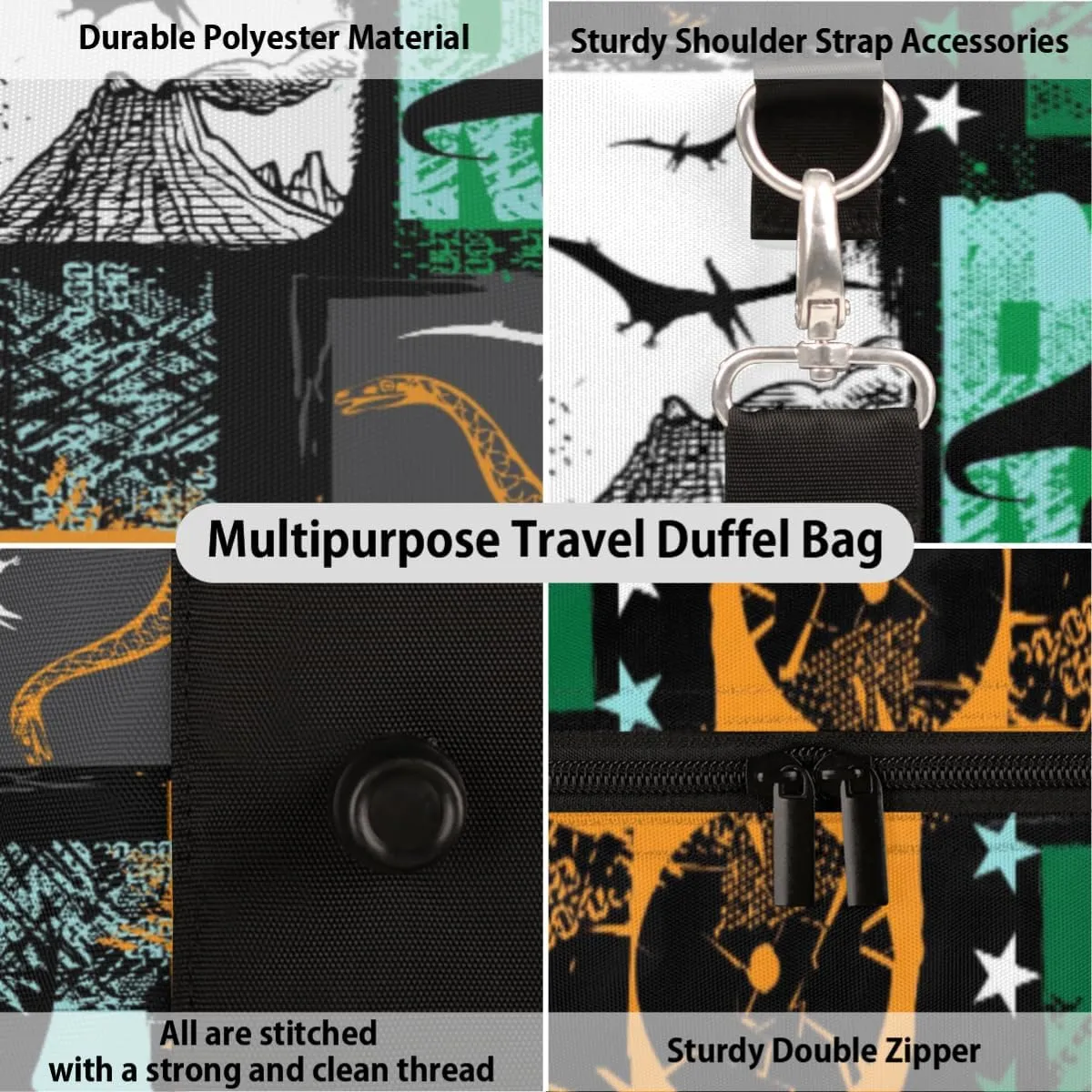 Dinosaur Travel Duffle Bag for Women Man, Lightweight Waterproof Foldable Overnight Bag,tyrannosaurus Gym Bag Sports Bag, Carry on Shoulder Tote Bags for Dance Hospital Training Swim Yoga