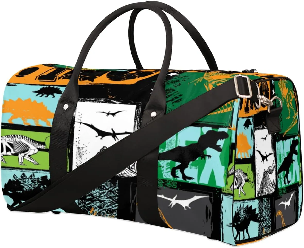 Dinosaur Travel Duffle Bag for Women Man, Lightweight Waterproof Foldable Overnight Bag,tyrannosaurus Gym Bag Sports Bag, Carry on Shoulder Tote Bags for Dance Hospital Training Swim Yoga