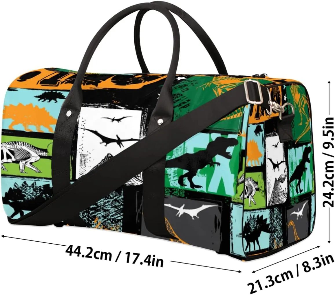 Dinosaur Travel Duffle Bag for Women Man, Lightweight Waterproof Foldable Overnight Bag,tyrannosaurus Gym Bag Sports Bag, Carry on Shoulder Tote Bags for Dance Hospital Training Swim Yoga