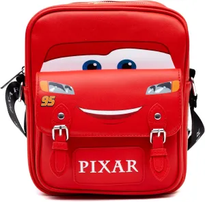 Disney Vegan Leather Crossbody Bag with Front Pocket, Cars Lightning McQueen Car Body Paint Scheme Red, 7.5" x 9"