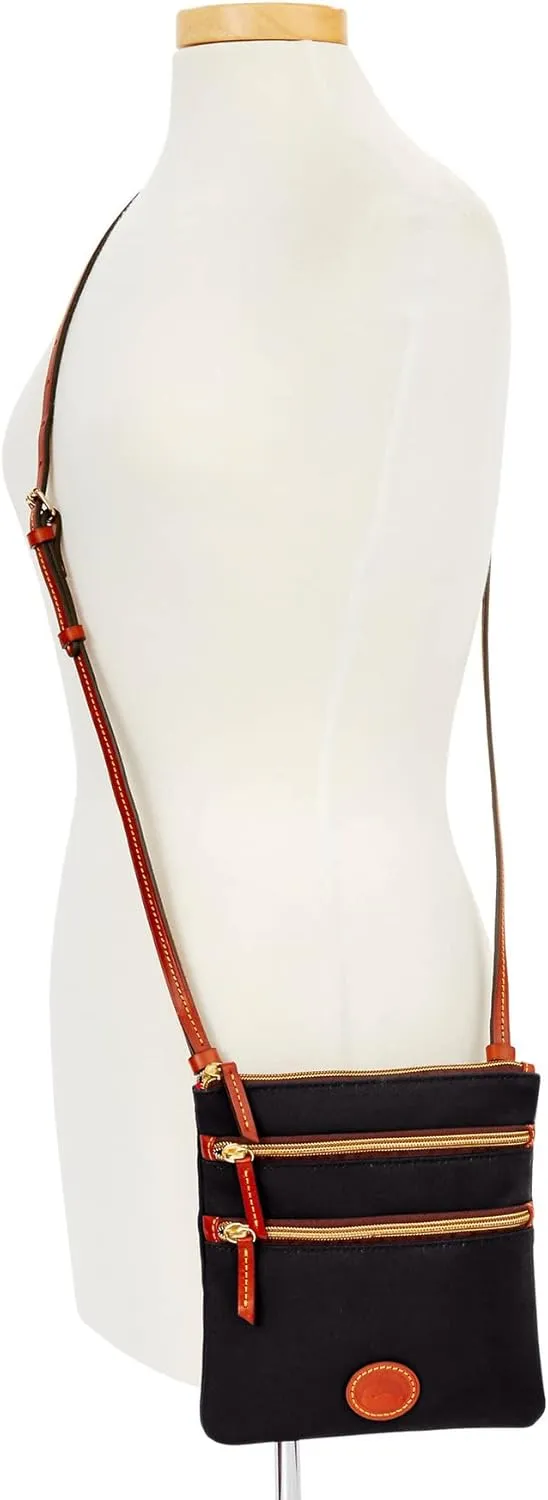 Dooney & Bourke Women's North South Triple Zip Crossbody in Lightweight Nylon, Handbag with Adjustable Shoulder Strap