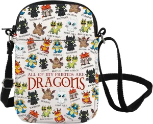 Dragon Anime Crossbody Bag Dragon Lover Shoulder Bag Anime Characters Lover Gift White & Black Dragon Fan Gift