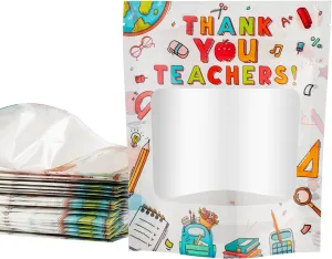 Dreasmt Teacher Appreciation Week Cookie Bags, Thank You Teachers Novelty Stand-Up Pouch Gift Packaging Candy Bags Party Favors