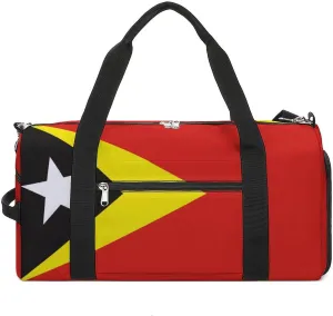 East Timor Flag Gym Bag with Shoe Compartment and Wet Pocket Travel Duffel for Sports