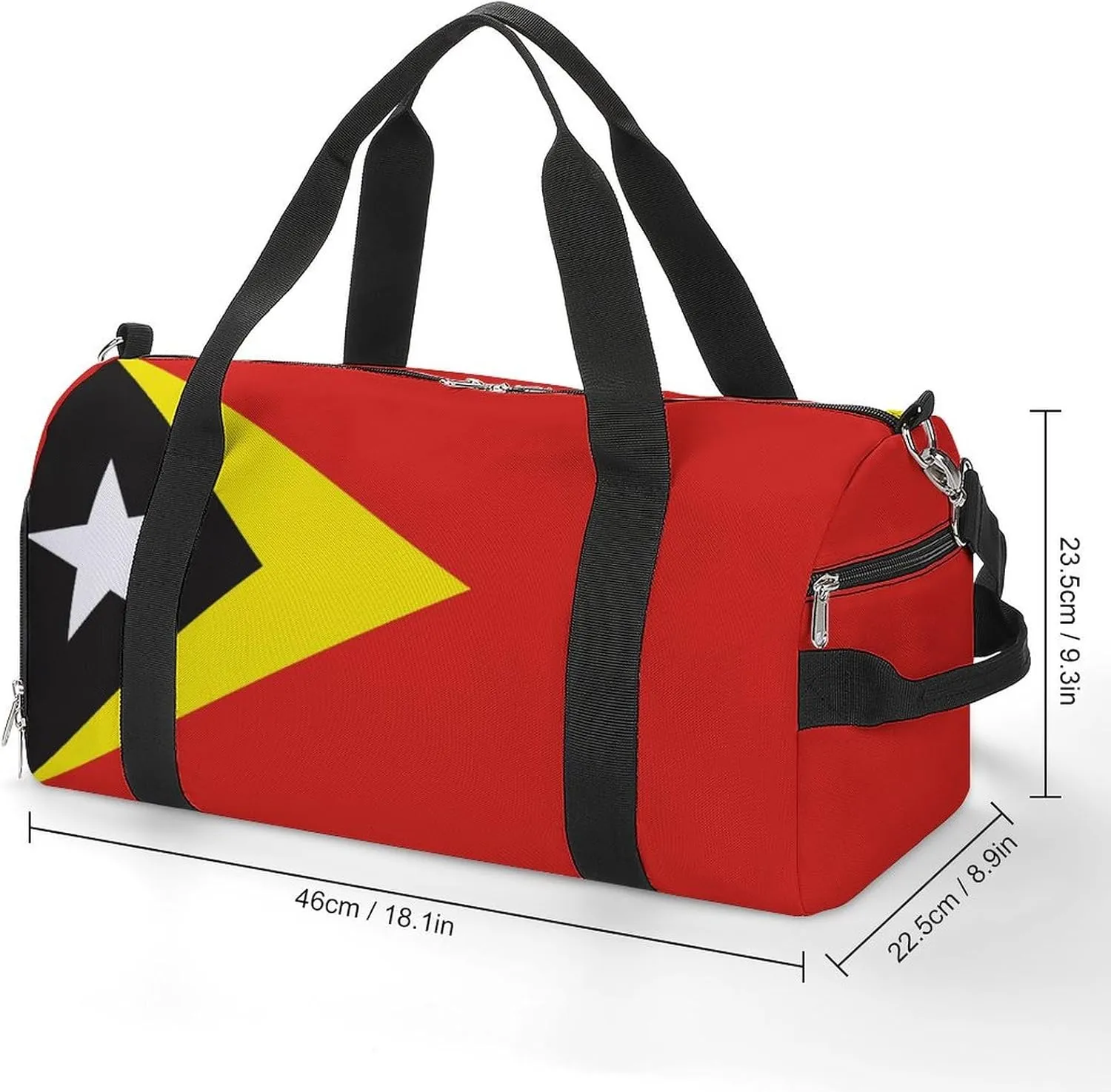 East Timor Flag Gym Bag with Shoe Compartment and Wet Pocket Travel Duffel for Sports