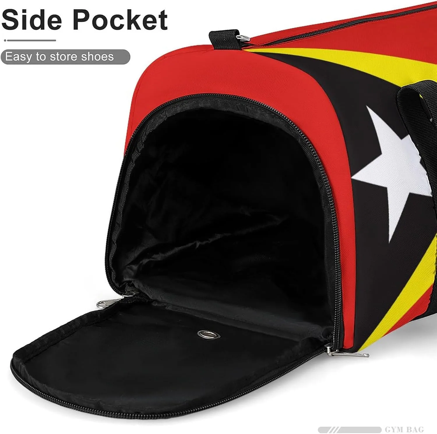 East Timor Flag Gym Bag with Shoe Compartment and Wet Pocket Travel Duffel for Sports