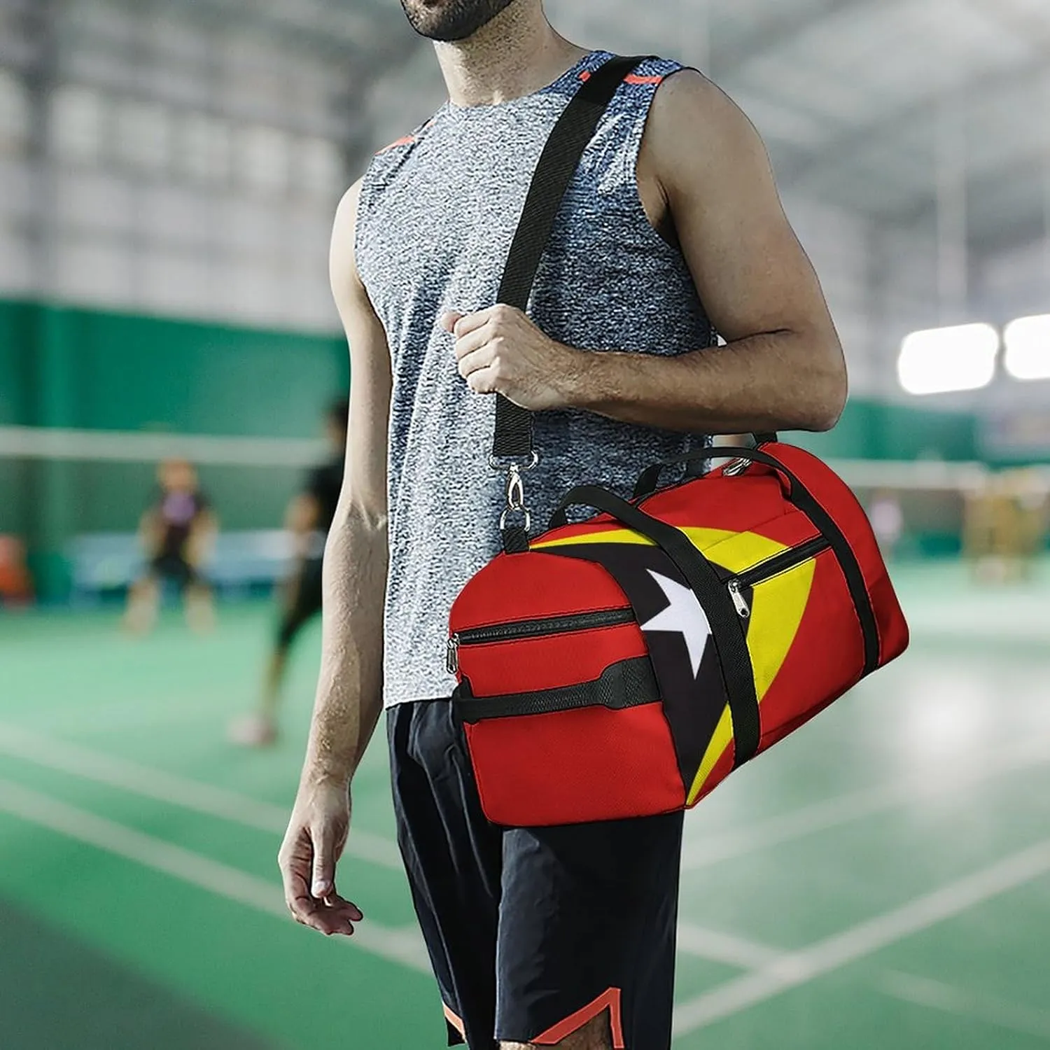 East Timor Flag Gym Bag with Shoe Compartment and Wet Pocket Travel Duffel for Sports
