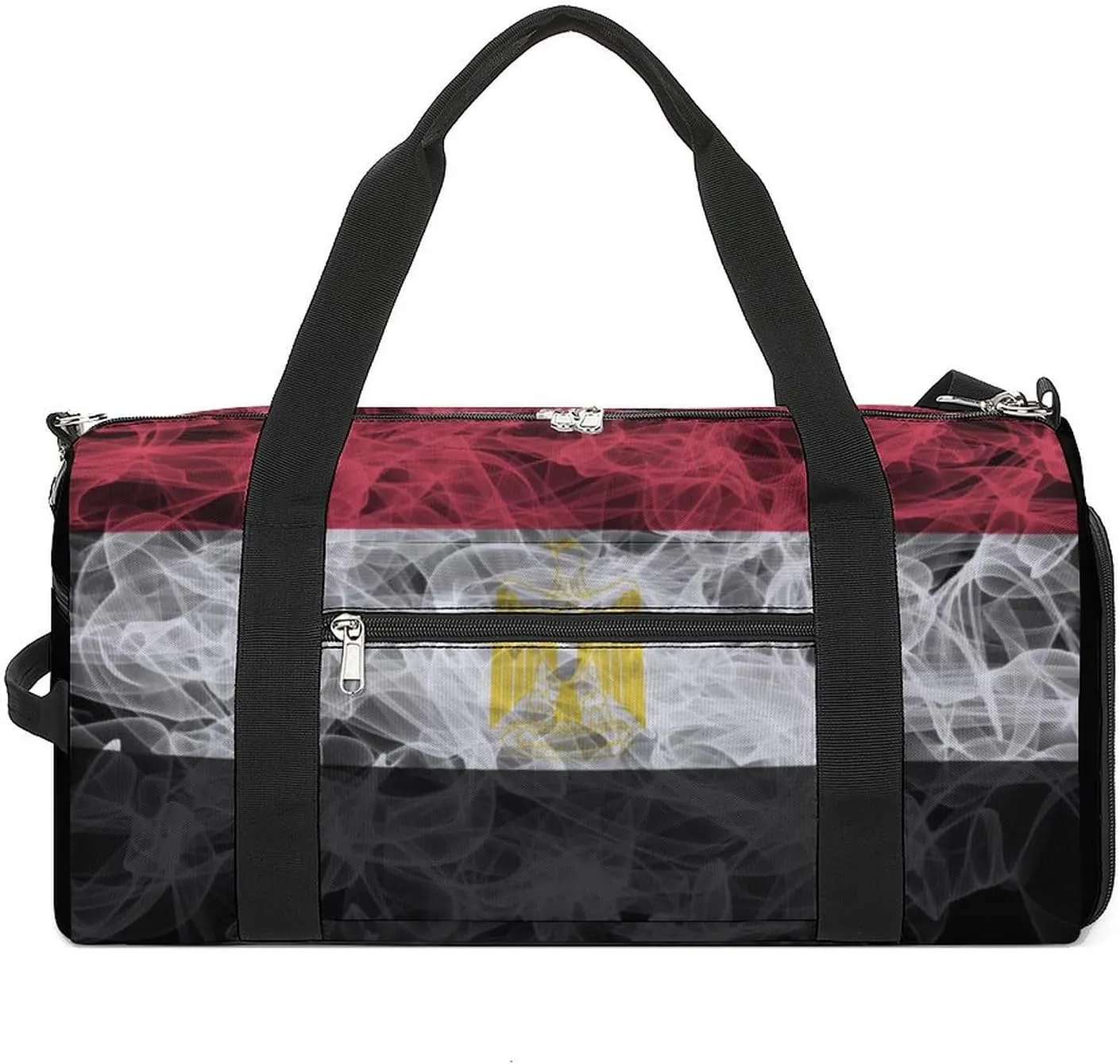 Egypt Flag Smoke Style Travel Duffel Bag with Shoe Compartment for Gym Yoga Beach Weekender
